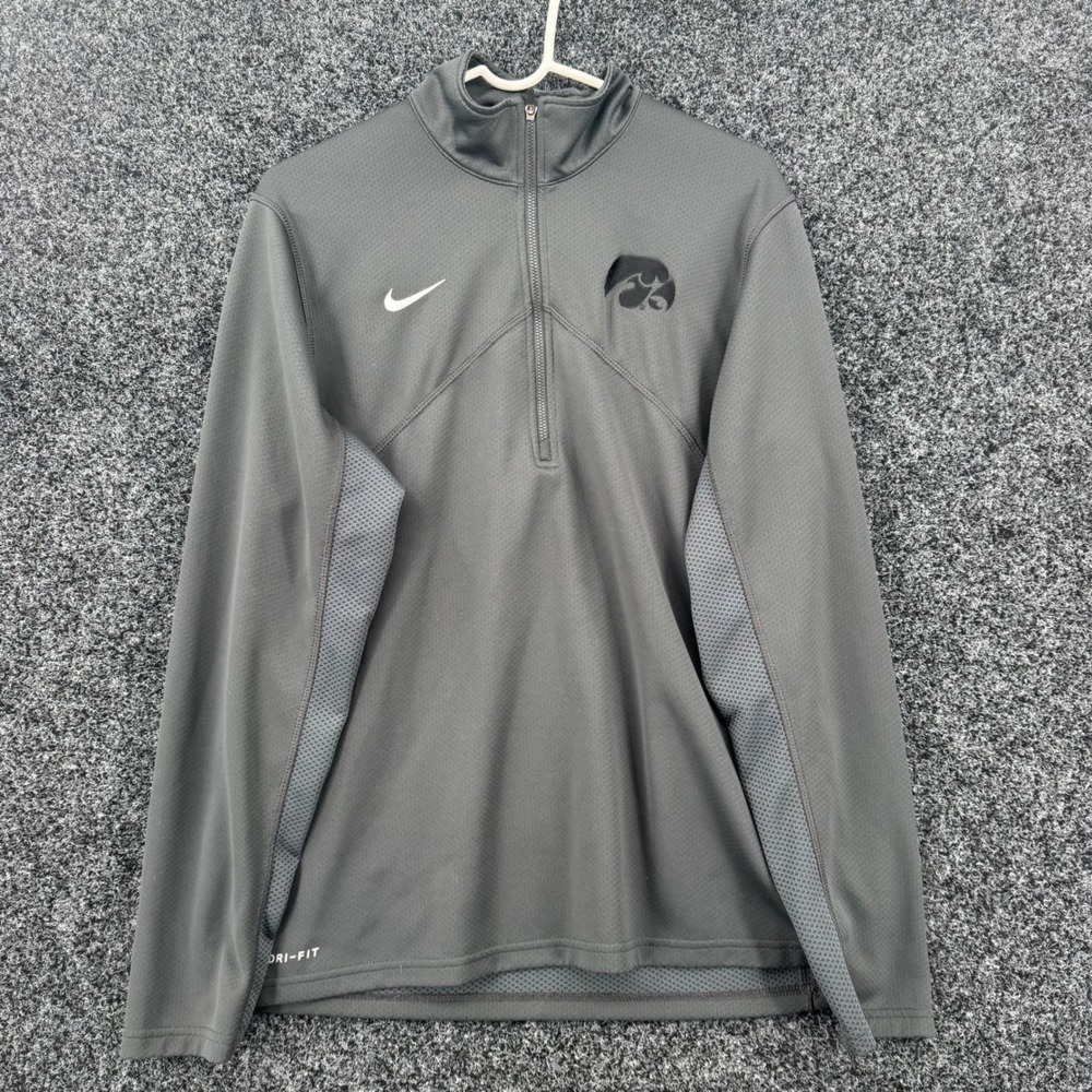 Nike Iowa Hawkeyes Dri-FIT Quarter Zip Pullover Gray Mens Large NCAA Top